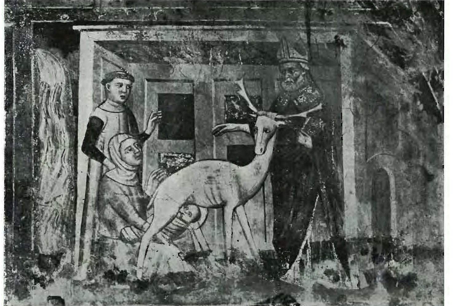 Fotografia del 1929-30 della scena della cerva, con il vescovo Giuliano