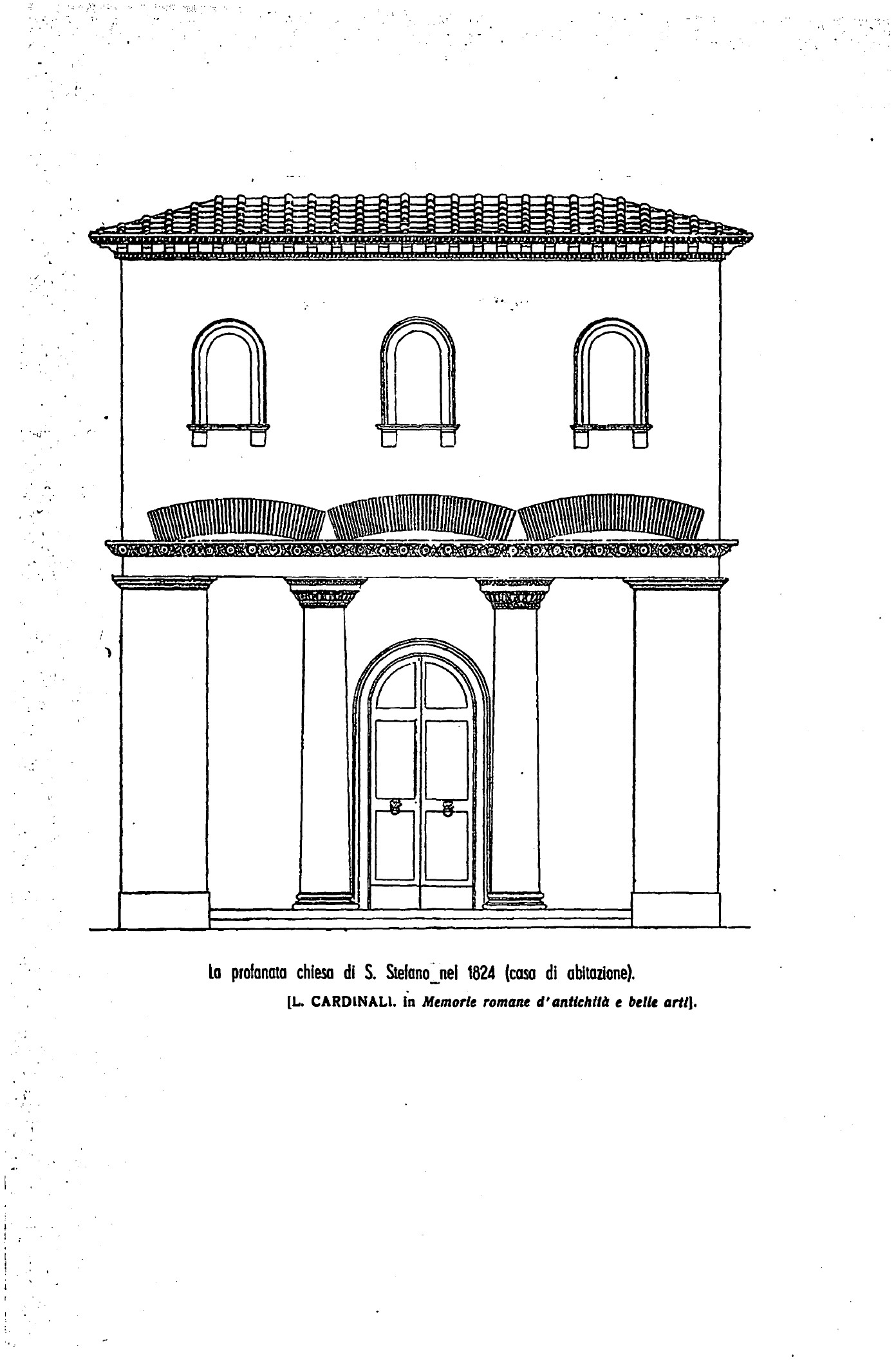 Prospetto della chiesa di Santo Stefano ai Ferri nel 1824